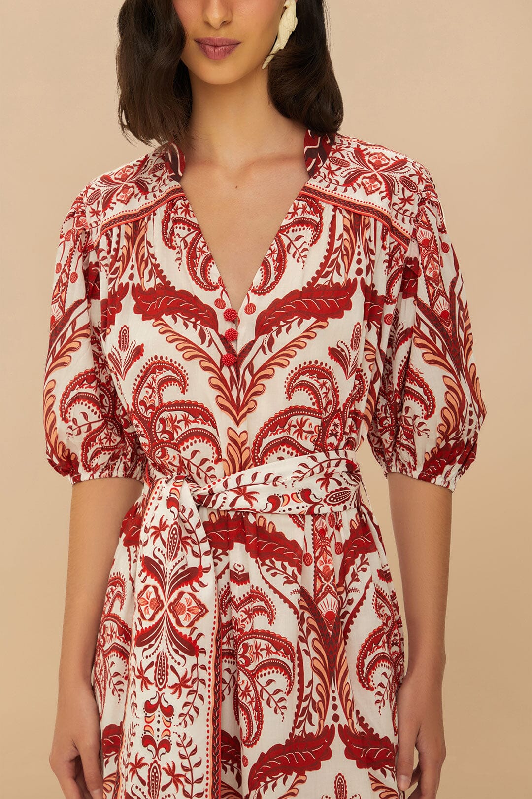 Off-White Tropical Cameo Belted Maxi Dress