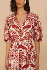 Off-White Tropical Cameo Belted Maxi Dress