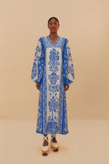 Off-White Delicate Tapestry Long Sleeve Maxi Dress