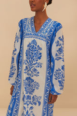 Off-White Delicate Tapestry Long Sleeve Maxi Dress