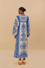 Off-White Delicate Tapestry Long Sleeve Maxi Dress