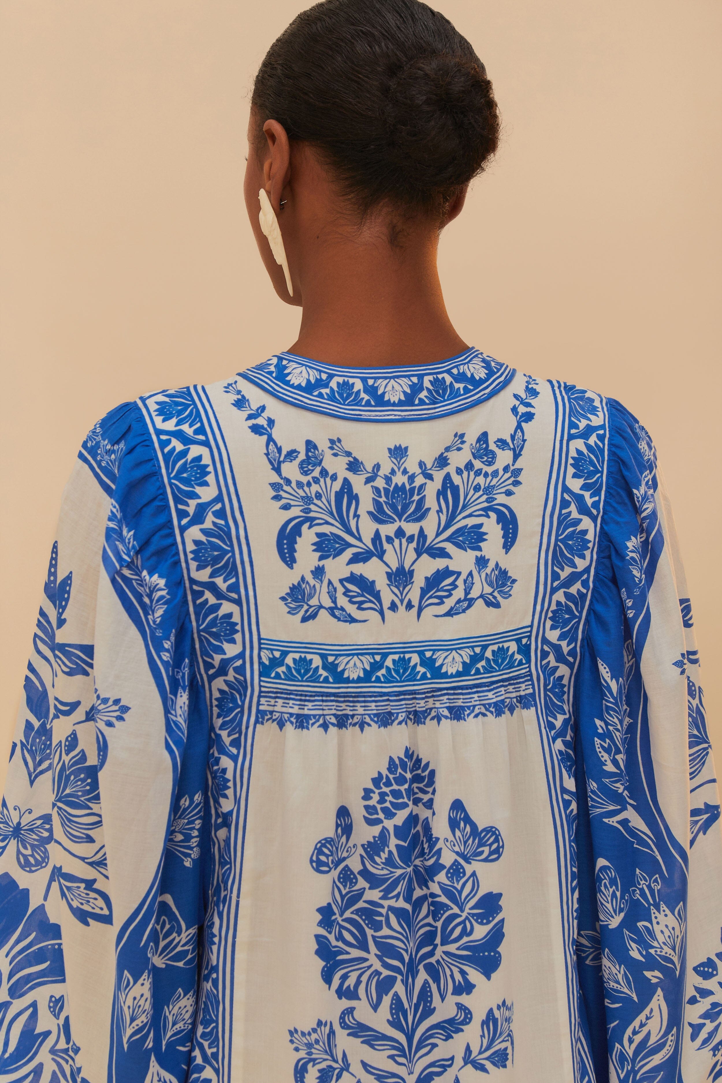 Off-White Delicate Tapestry Long Sleeve Maxi Dress