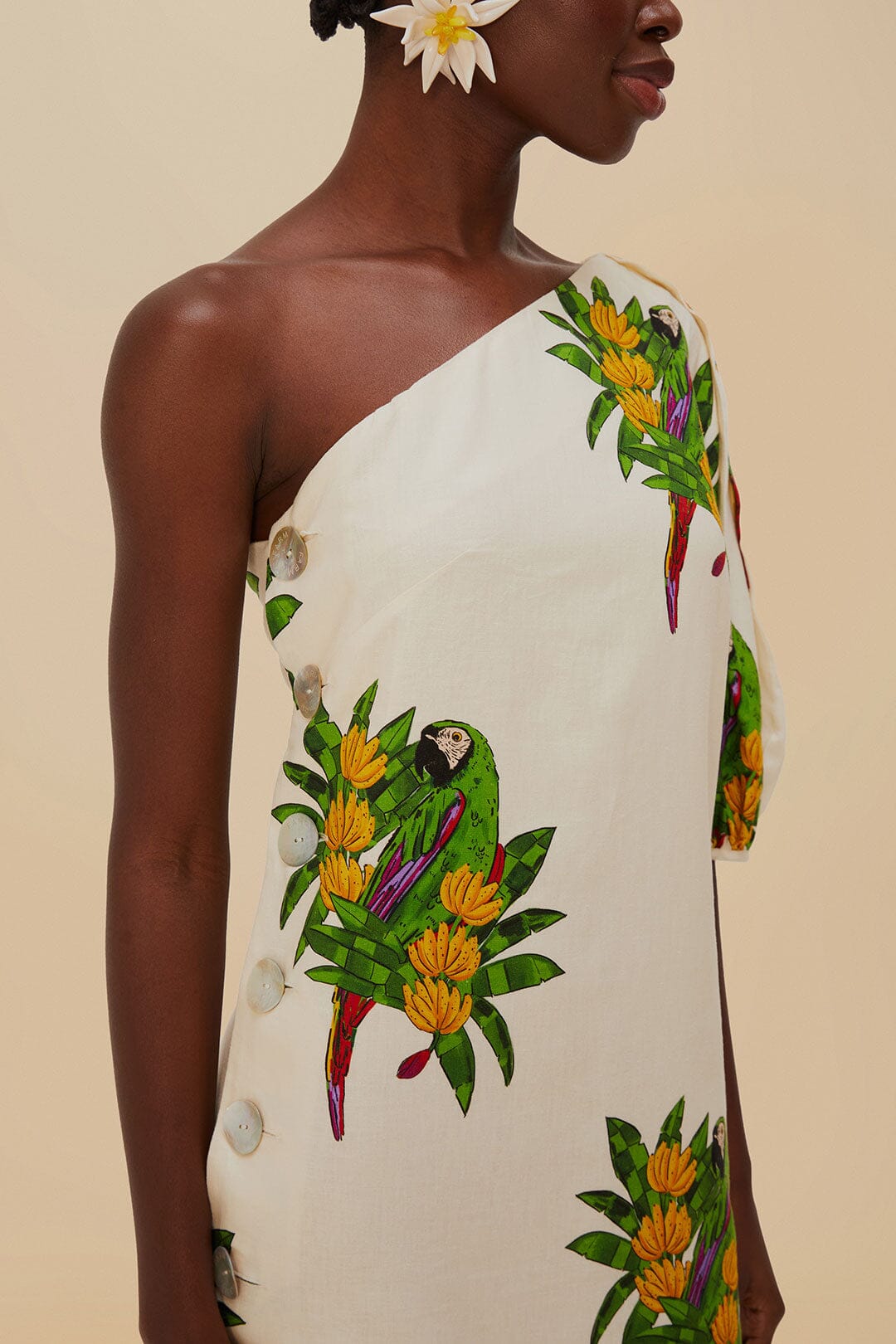 Off-White Maracana Bird LENZING™ ECOVERO™ Euroflax™ Mini Dress