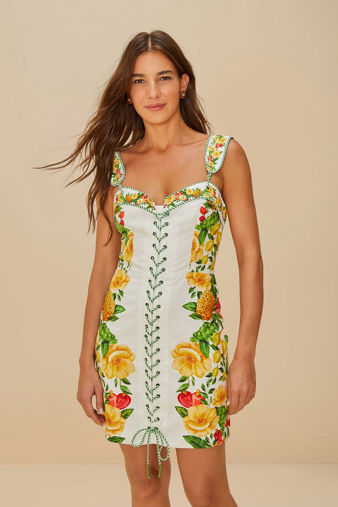 Off-White Picnic Flowers LENZING™ ECOVERO™ Euroflax™ Mini Dress