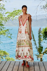 Off-White Apple Romance Embroidered LENZING™ ECOVERO™ Euroflax™ Maxi Dress