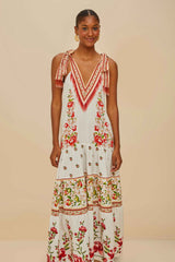 Off-White Apple Romance Embroidered LENZING™ ECOVERO™ Euroflax™ Maxi Dress