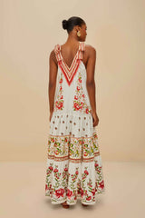 Off-White Apple Romance Embroidered LENZING™ ECOVERO™ Euroflax™ Maxi Dress