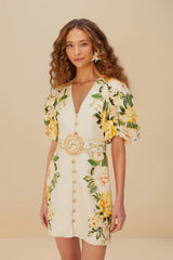 Sand Garden Cascade Euroflax™ Premium Linen Mini Dress