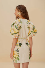 Sand Garden Cascade Euroflax™ Premium Linen Mini Dress