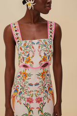 Pink Delicate Forest Euroflax™ Premium Linen Mini Dress
