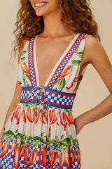 Off-White Picnic Peppers Ainika Midi Dress