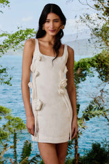 Off-White Sleeveless Euroflax™ Premium Linen Mini Dress