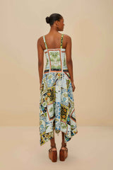 Multicolor Latin Trip Scarves Organic Cotton Midi Dress
