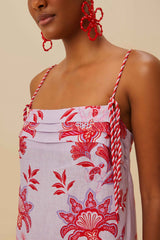 Lilac Porcelain Garden Euroflax™ Premium Linen Mini Dress
