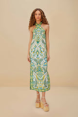 Off-White Tropical Tapestry Euroflax™ Premium Linen Maxi Dress