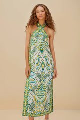 Off-White Tropical Tapestry Euroflax™ Premium Linen Maxi Dress