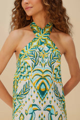 Off-White Tropical Tapestry Euroflax™ Premium Linen Maxi Dress