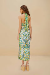 Off-White Tropical Tapestry Euroflax™ Premium Linen Maxi Dress