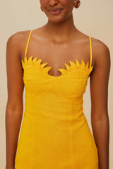 Yellow Sunrise Cup Euroflax™ Premium Linen Mini Dress