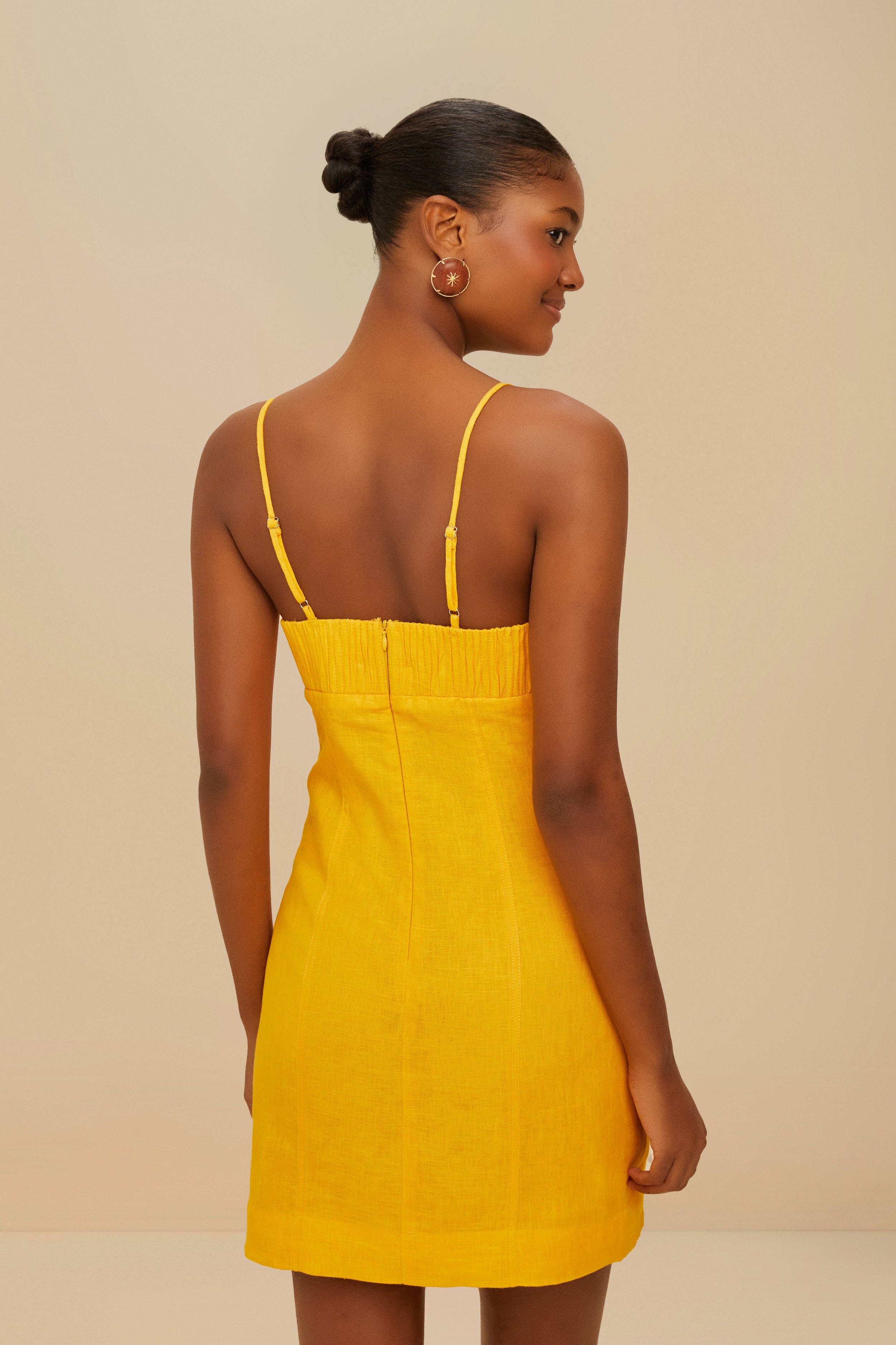 Yellow Sunrise Cup Euroflax™ Premium Linen Mini Dress