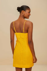 Yellow Sunrise Cup Euroflax™ Premium Linen Mini Dress