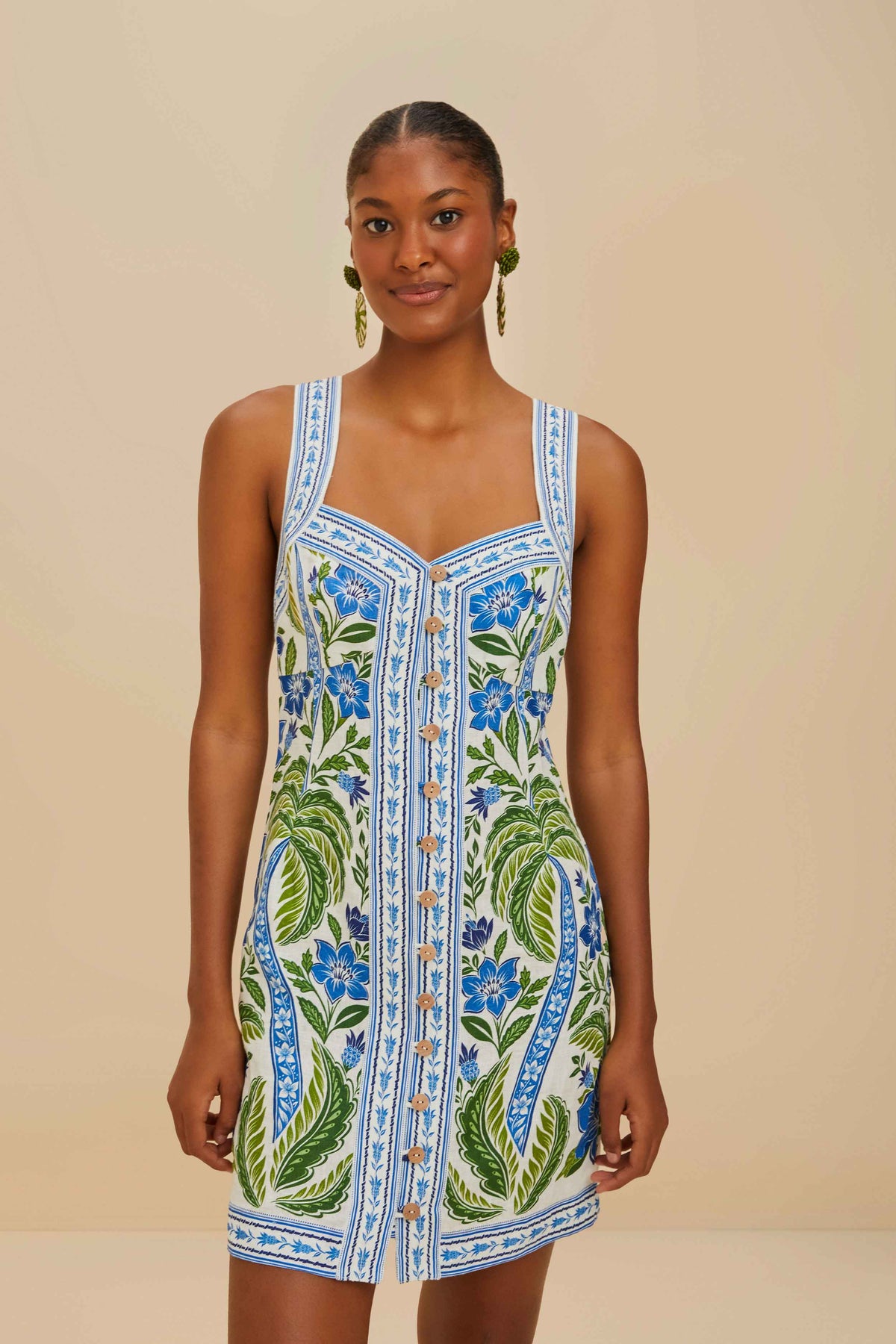 Off-White Tropicance Porcelain Garden Euroflax™ Premium Linen Mini Dress