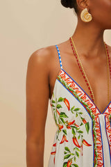 Off-White Picnic Peppers Ainika Organic Cotton Mini Dress