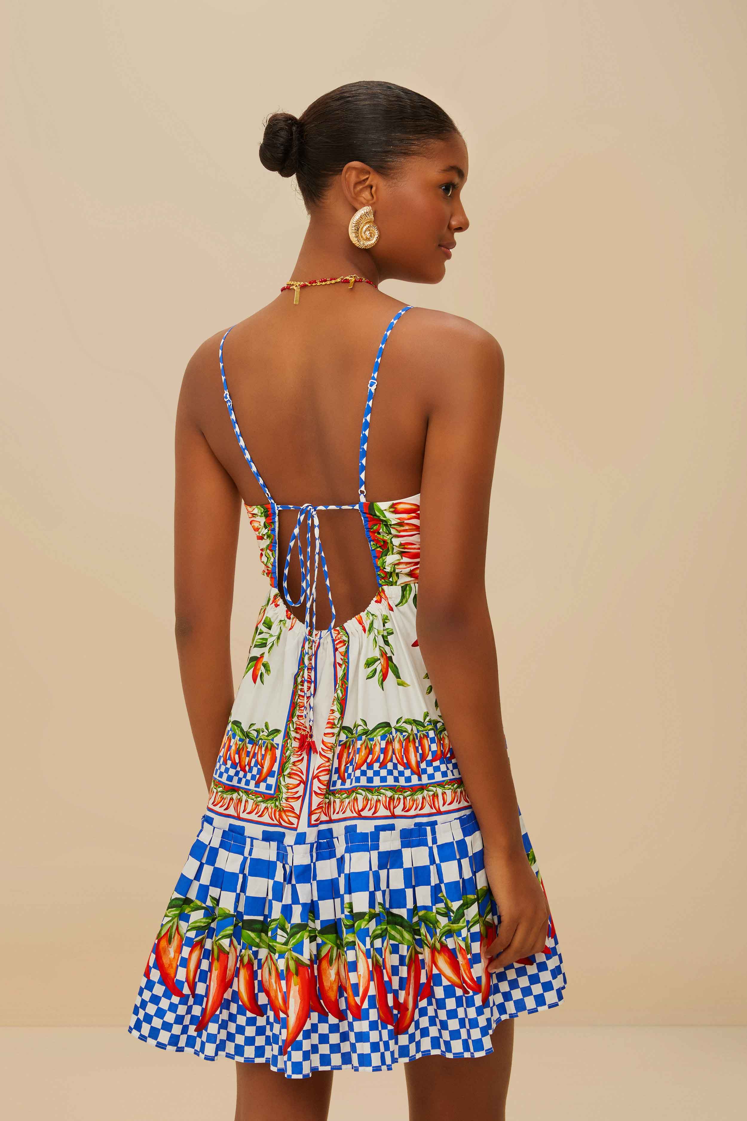 Off-White Picnic Peppers Ainika Organic Cotton Mini Dress