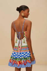 Off-White Picnic Peppers Ainika Organic Cotton Mini Dress