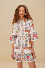 Off-White Delicate Forest Scarves Organic Cotton Mini Dress