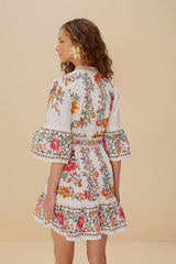 Off-White Delicate Forest Scarves Organic Cotton Mini Dress