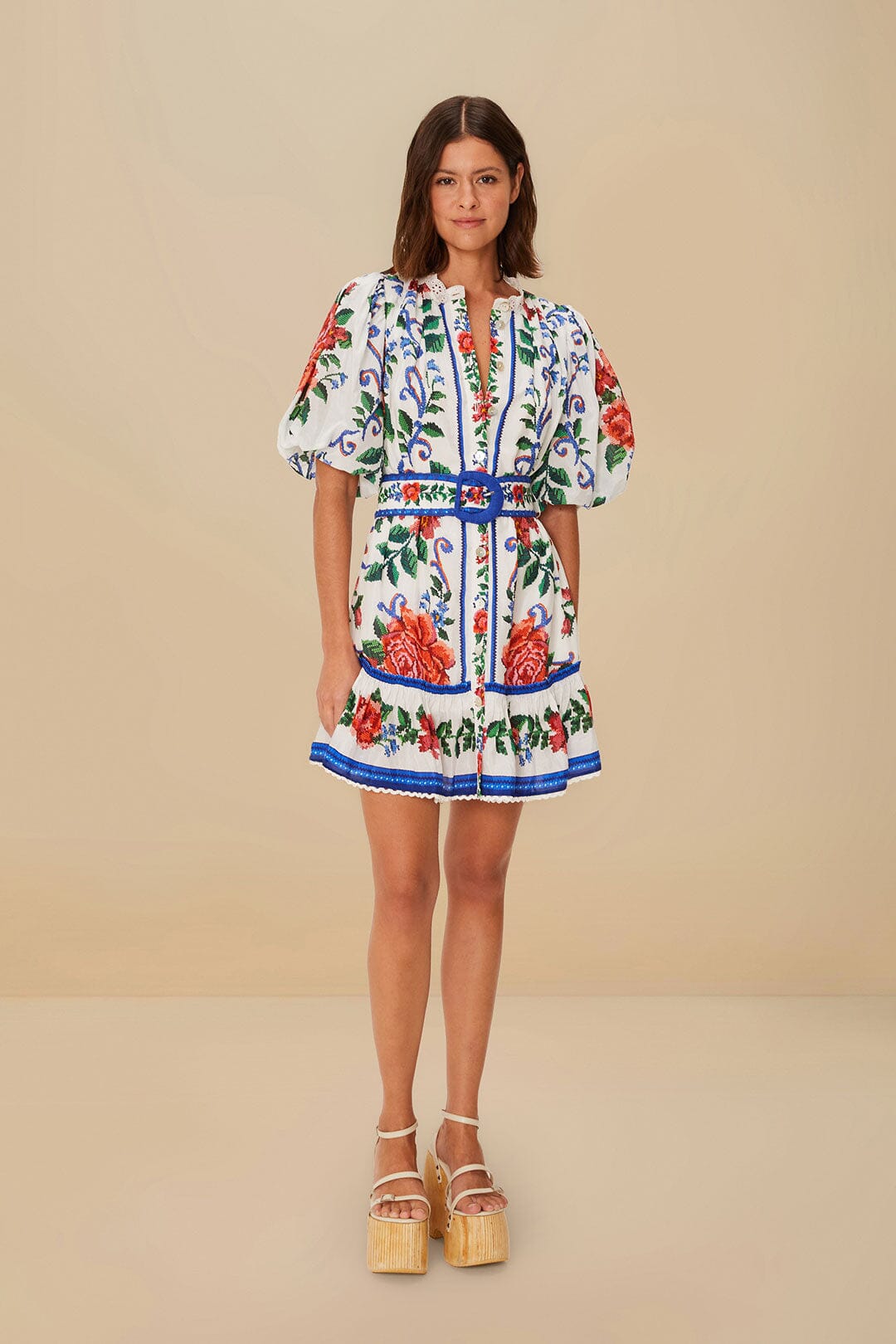 Off-White Flower Tapestry Mini Dress