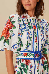 Off-White Flower Tapestry Mini Dress