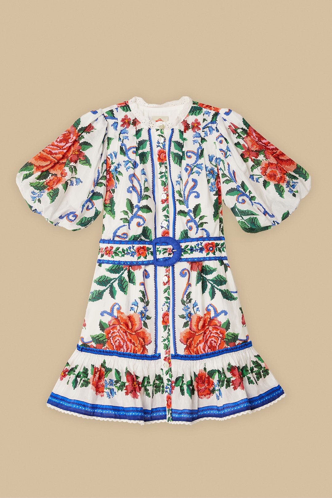 Off-White Flower Tapestry Mini Dress