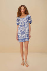 Off-White Shell Garden Euroflax™ Premium Linen Mini Dress