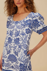 Off-White Shell Garden Euroflax™ Premium Linen Mini Dress