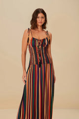 Multicolor Pipa Stripes Midi Dress