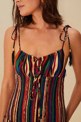 Multicolor Pipa Stripes Midi Dress