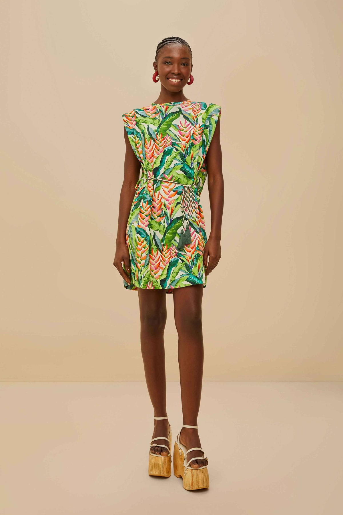 Off-White Heli Leaves Organic Cotton T-Shirt Mini Dress