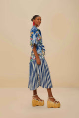 Blue Fresh Table Scarf Organic Cotton Midi Dress