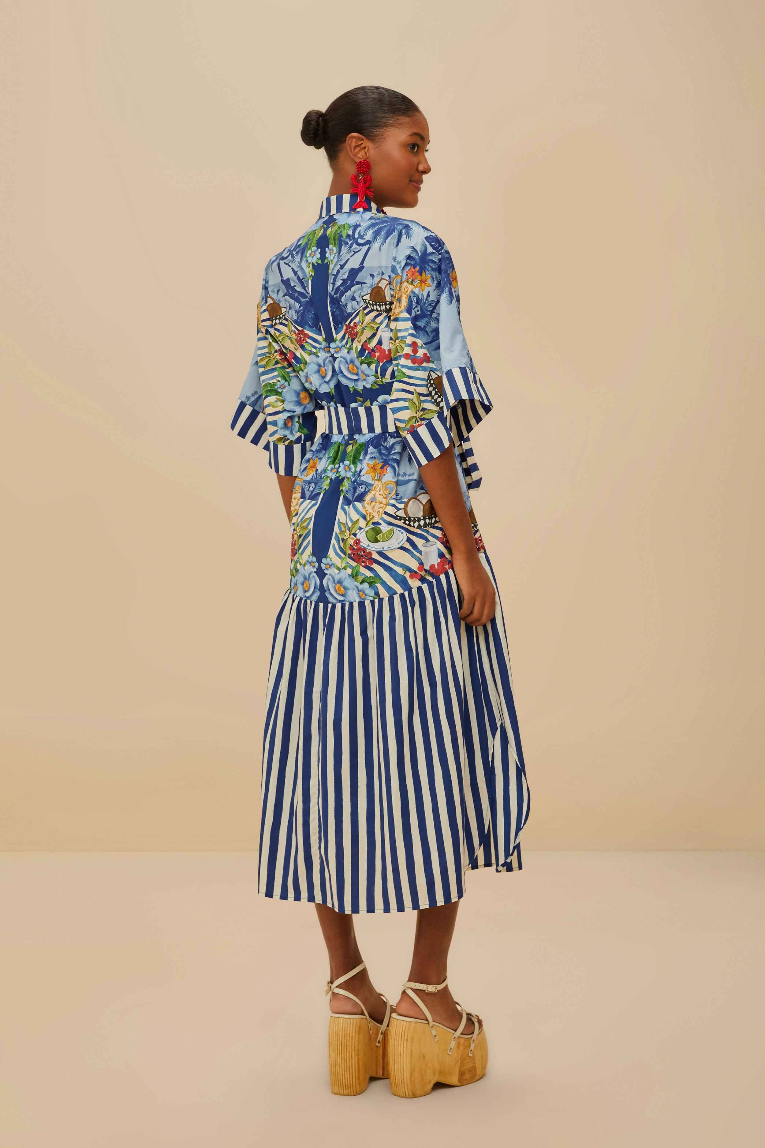 Blue Fresh Table Scarf Organic Cotton Midi Dress
