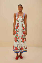 Off-White Flower Tapestry LENZING™ ECOVERO™ Euroflax™ Maxi Dress