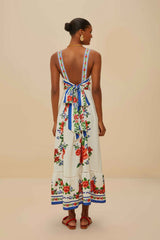 Off-White Flower Tapestry LENZING™ ECOVERO™ Euroflax™ Maxi Dress