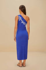 Blue Porcelain Garden Knit Midi Dress