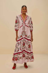 Pink Flower Tapestry LENZING™ ECOVERO™ Euroflax™ Maxi Dress