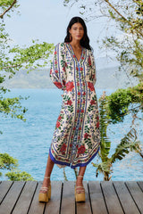 Off-White Flower Tapestry LENZING™ ECOVERO™ Euroflax™ Maxi Dress