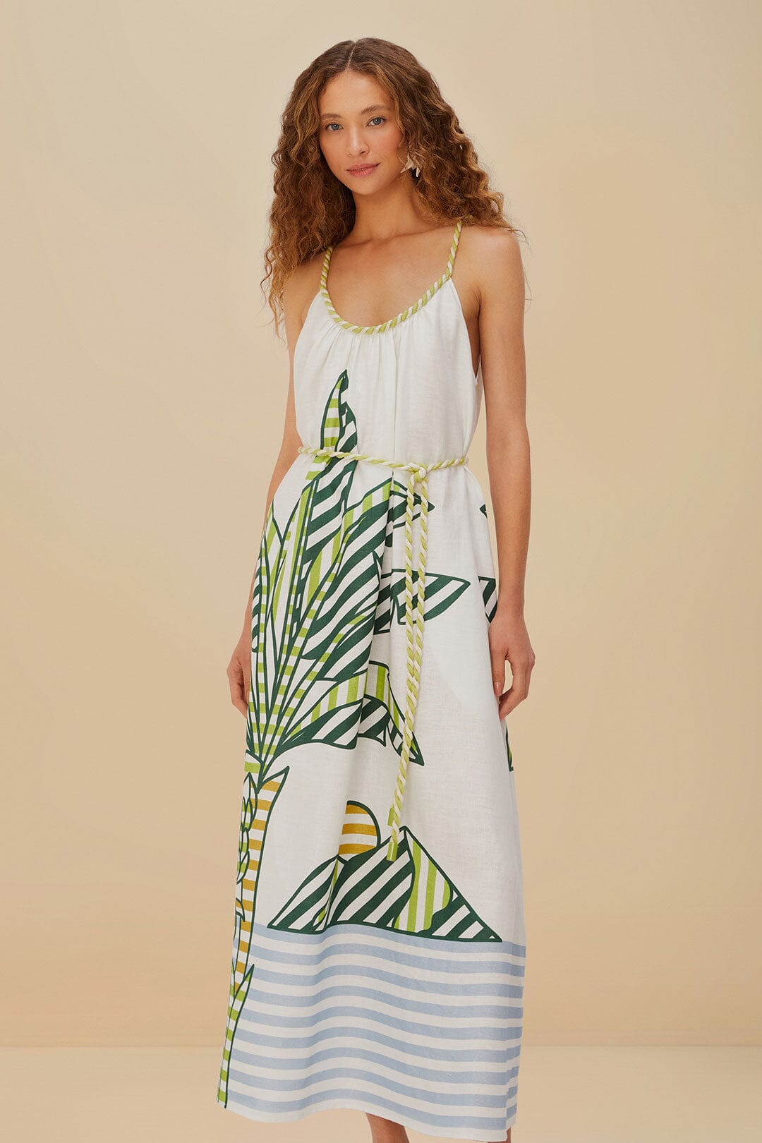 Off-White Banana Tree Euroflax™ Premium Linen Maxi Dress