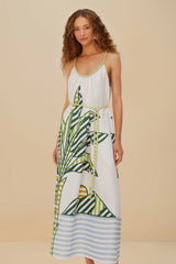 Off-White Banana Tree Euroflax™ Premium Linen Maxi Dress