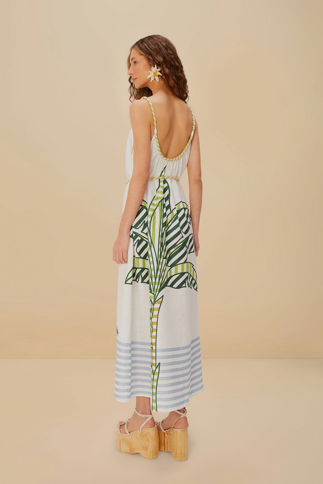 Off-White Banana Tree Euroflax™ Premium Linen Maxi Dress