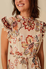 Sand Aura Floral Mini Dress
